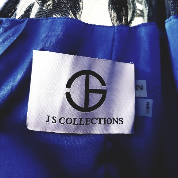 Nwot JS Collections Embroidered Floral lace Flutter Sleeve Pleated Navy … - Picture 6 of 17